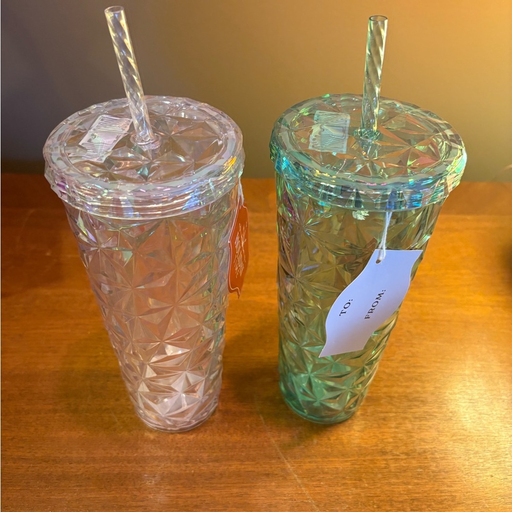 Iridescent Tumbler Set with Straws